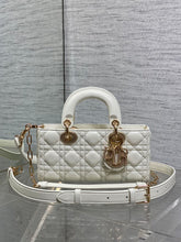 DIOR 25S SMALL LADY D‑JOY BAG 22 IN IVORY CALFSKIN GOLD HARDWARE